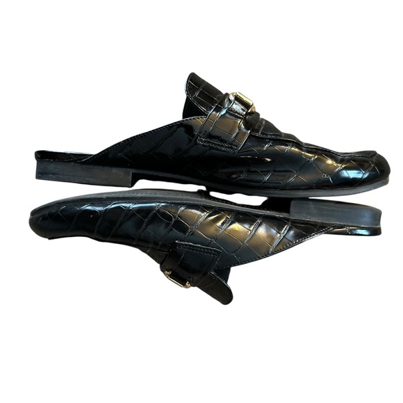 Steve Madden Kandi black crocodile embossed slip on mules with horse bit detail - Picture 7 of 12